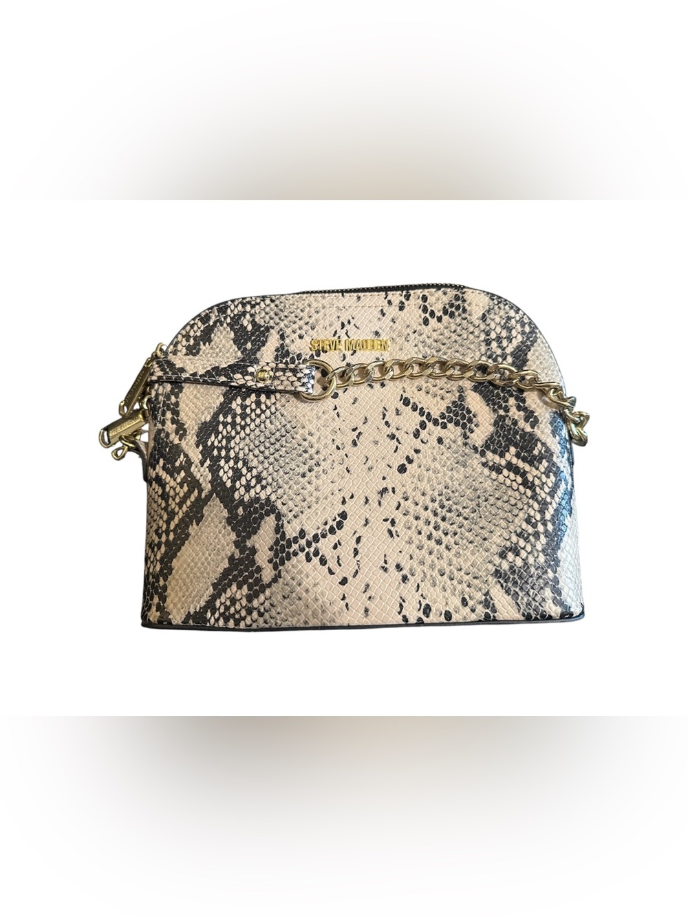 Steve Madden Snake-Print Crossbody Bag with Gold Chain